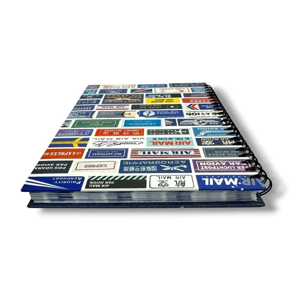 AIR MAIL Par Avion NOTEBOOK Journal Spiral Bound HC 63 Blank Pgs Chronical Books